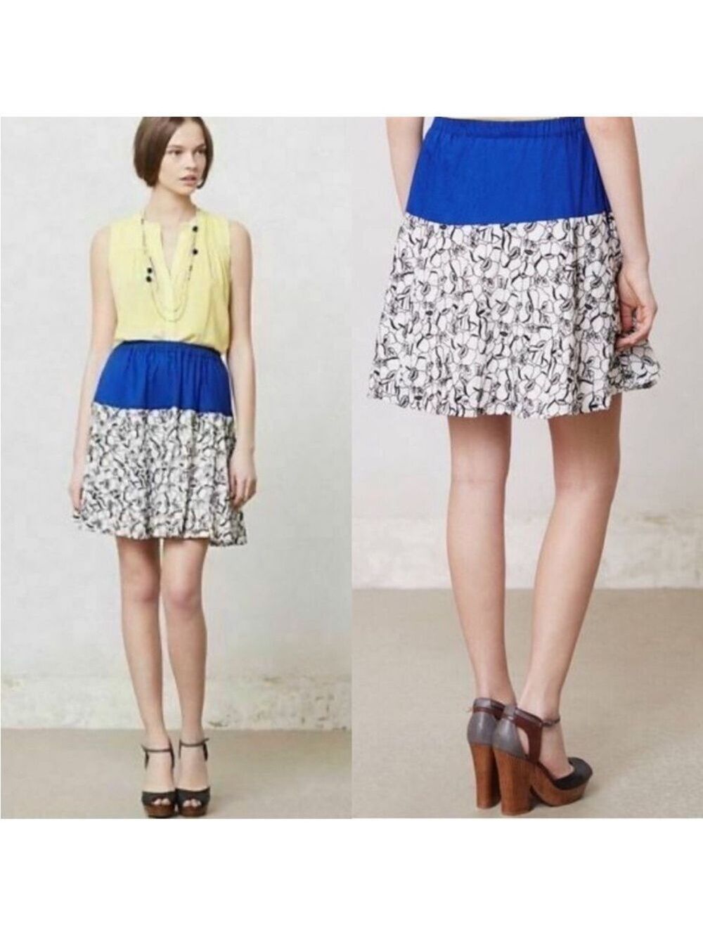 Postmark Embroidered Bellflower Bloom Skirt, size S